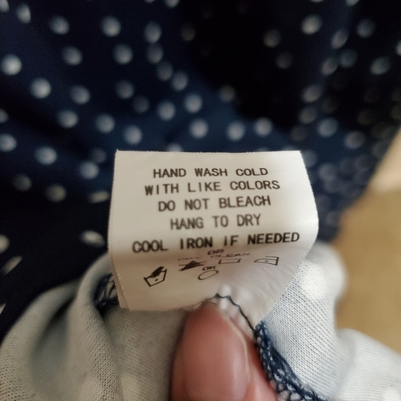 Navy Blue White Pokadot Dressy Zip Up Shirt - Picture 12 of 16